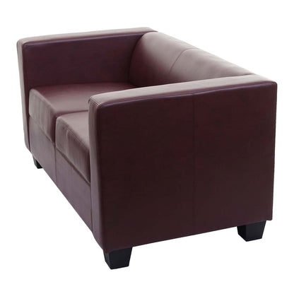 2-zits bank loungebank Lille ~ kunstleder, roodbruin
