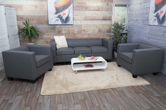 3-1-1 Bankstel Bankstel Loungebank Lille ~ kunstleer, donkergrijs