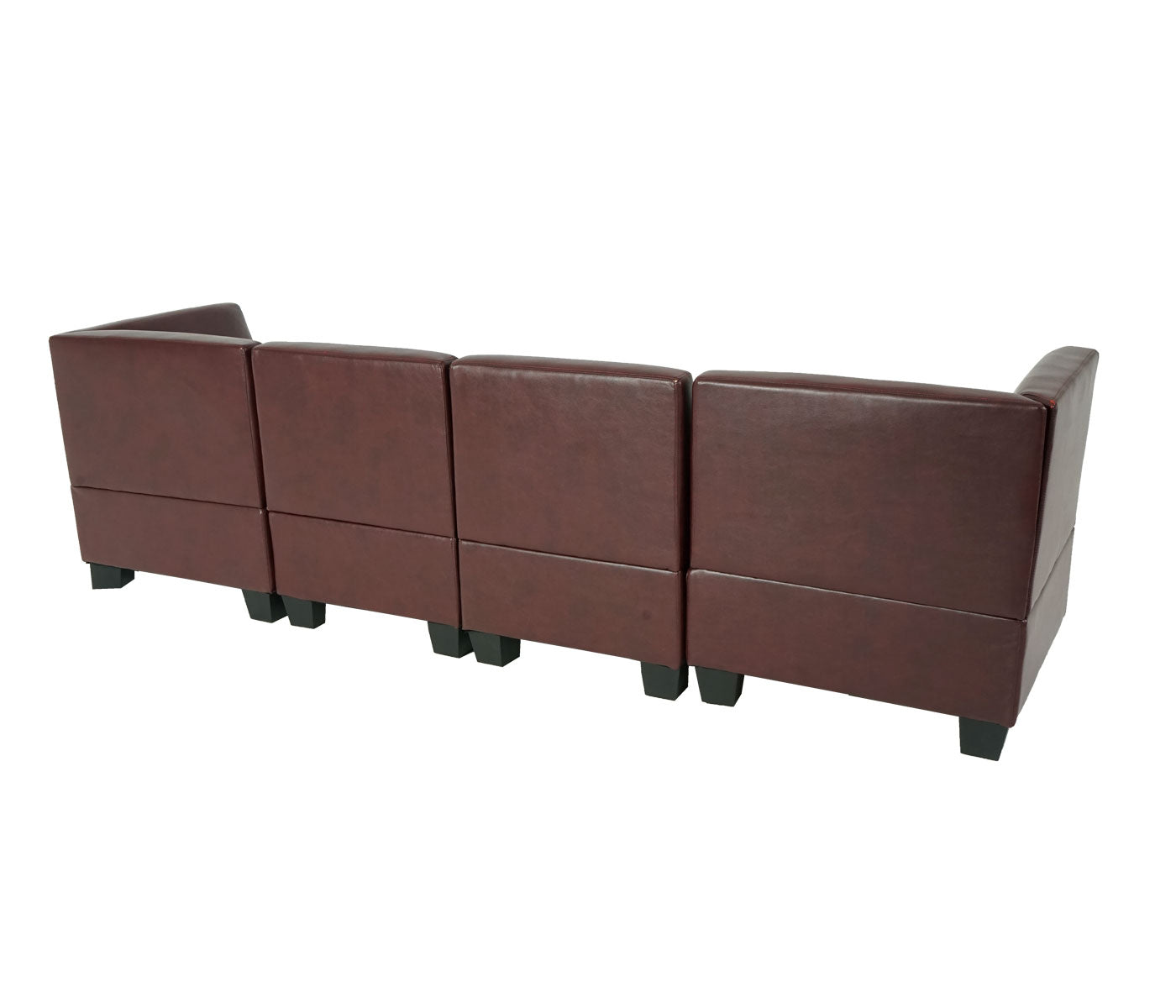 Modulaire 4-zits bank Lyon, kunstleer ~ roodbruin, hoge armleuningen