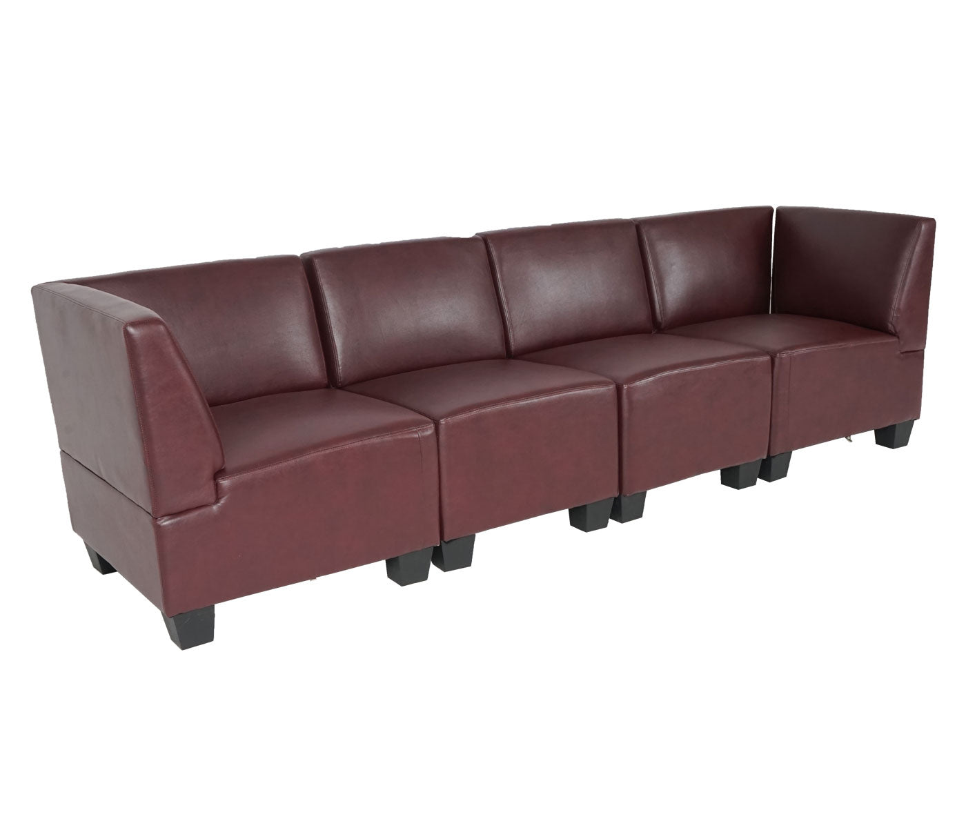 Modulaire 4-zits bank Lyon, kunstleer ~ roodbruin, hoge armleuningen