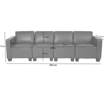 Modulaire 4-zits bank Lyon, kunstleer ~ roodbruin