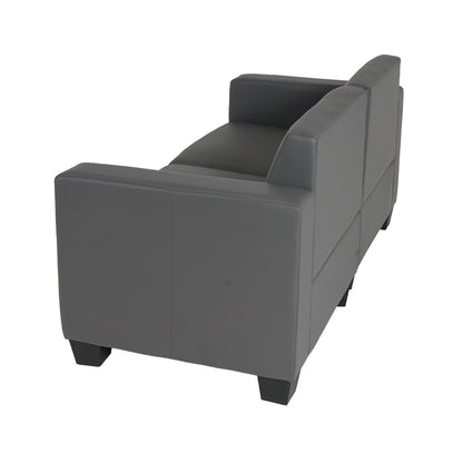 Modulaire 2-zits bank Lyon, kunstleer ~ donkergrijs