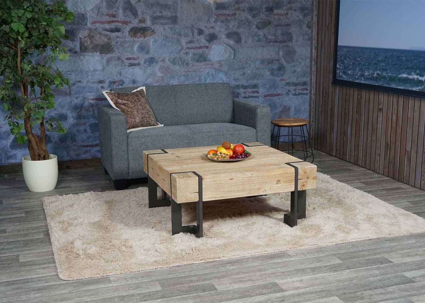 2-zits bank Lyon loungebank stof/textiel ~ grijs