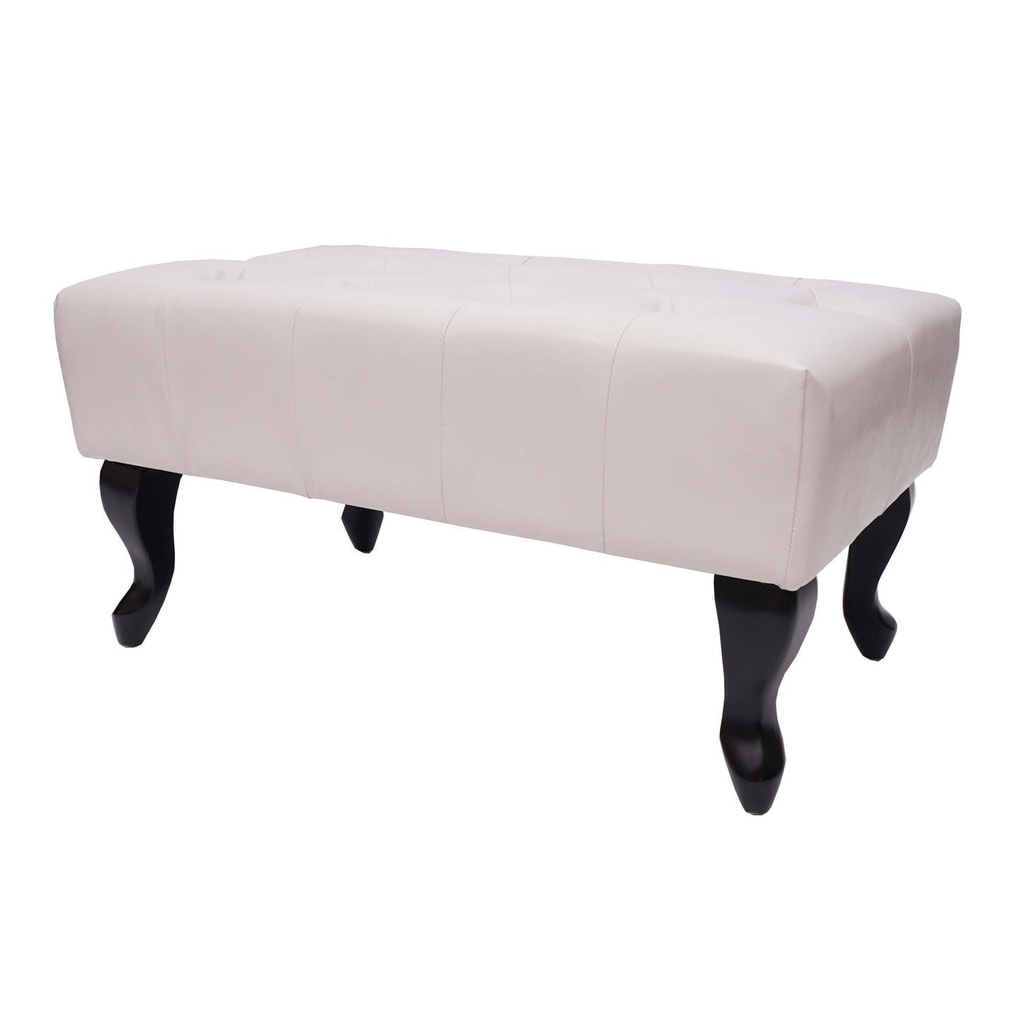 Chesterfield poef, voetenbankje, kunstleer 39x77x47cm ~ crème-wit
