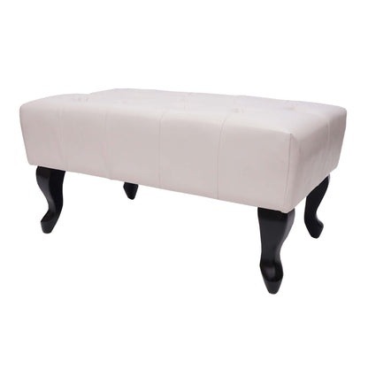 Chesterfield poef, voetenbankje, kunstleer 39x77x47cm ~ crème-wit