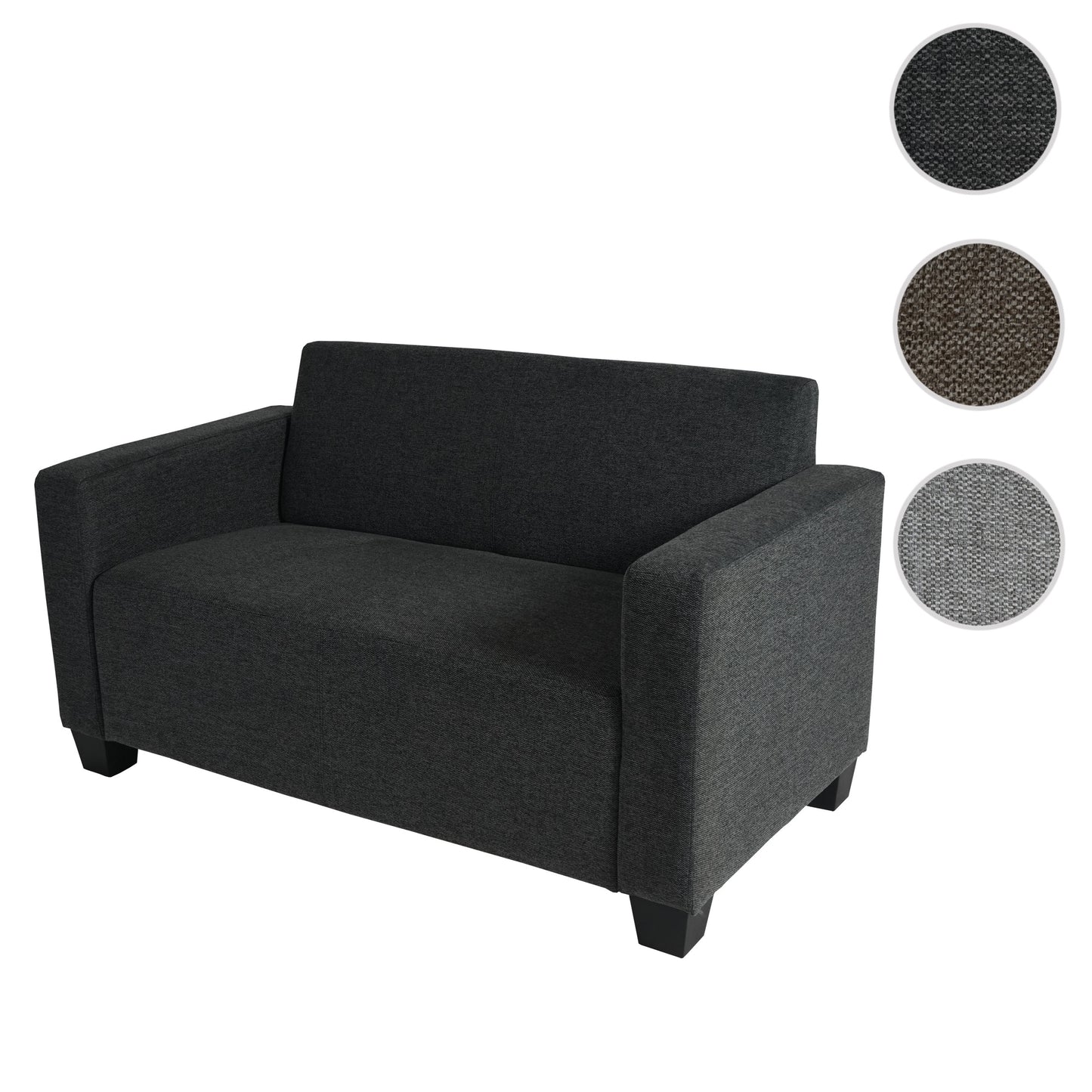 2-zits bank Lyon loungebank stof/textiel ~ antraciet-grijs