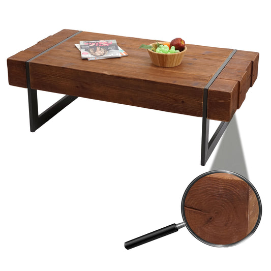 Salontafel MCW-A15a, woonkamertafel, massief dennenhout rustiek 40x120x60cm ~ bruin
