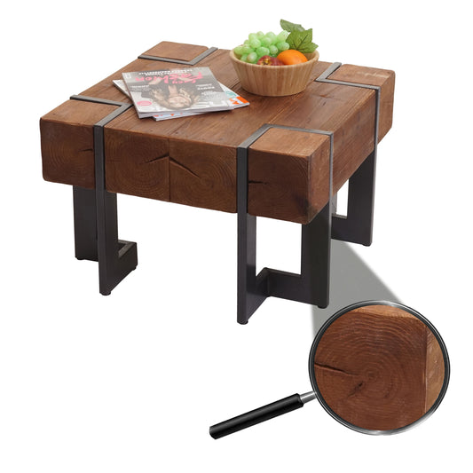 Salontafel MCW-A15, woonkamertafel, massief rustiek dennenhout MVG-gecertificeerd ~ bruin 60x60cm