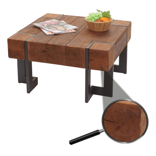 Salontafel MCW-A15, woonkamertafel, massief rustiek dennenhout MVG-gecertificeerd ~ bruin 70x70cm