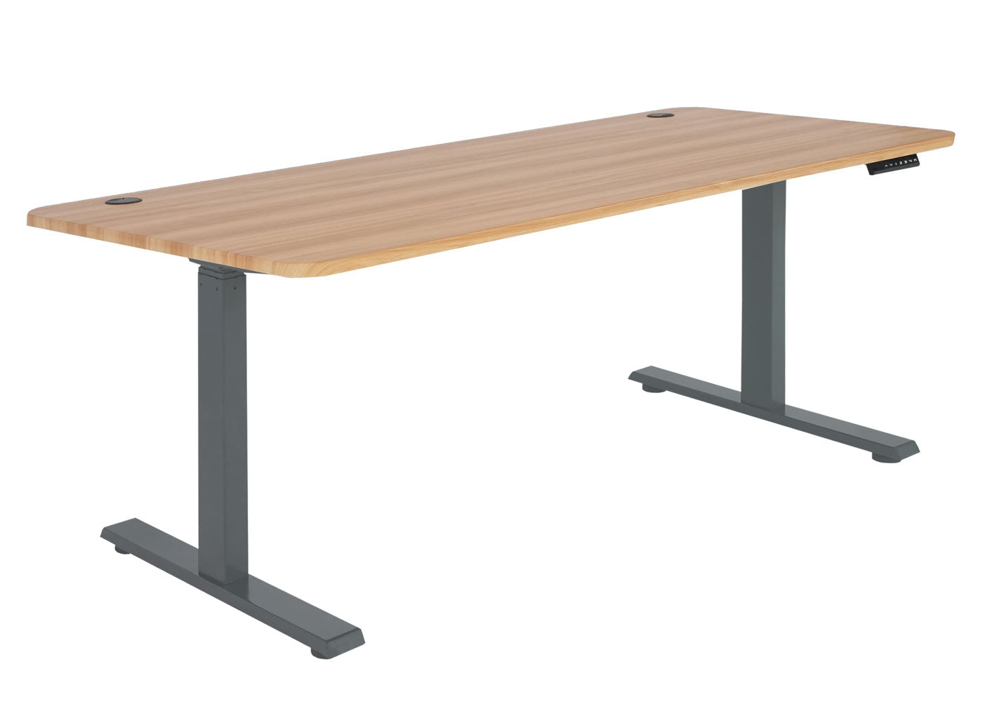 Bureau MCW-D40, computerbureau, elektrisch in hoogte verstelbaar 160x80cm 53kg MVG ~ eiken decor, antracietgrijs