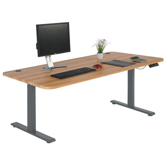Bureau MCW-D40, computerbureau, elektrisch in hoogte verstelbaar 160x80cm 53kg MVG ~ eiken decor, antracietgrijs