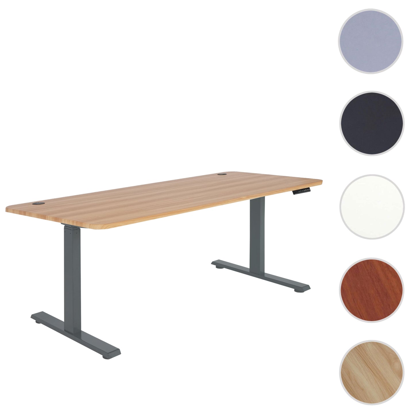 Bureau MCW-D40, computerbureau, elektrisch in hoogte verstelbaar 160x80cm 53kg MVG ~ eiken decor, antracietgrijs
