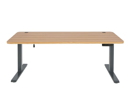 Bureau MCW-D40, computerbureau, elektrisch in hoogte verstelbaar 160x80cm 53kg MVG ~ eiken decor, antracietgrijs