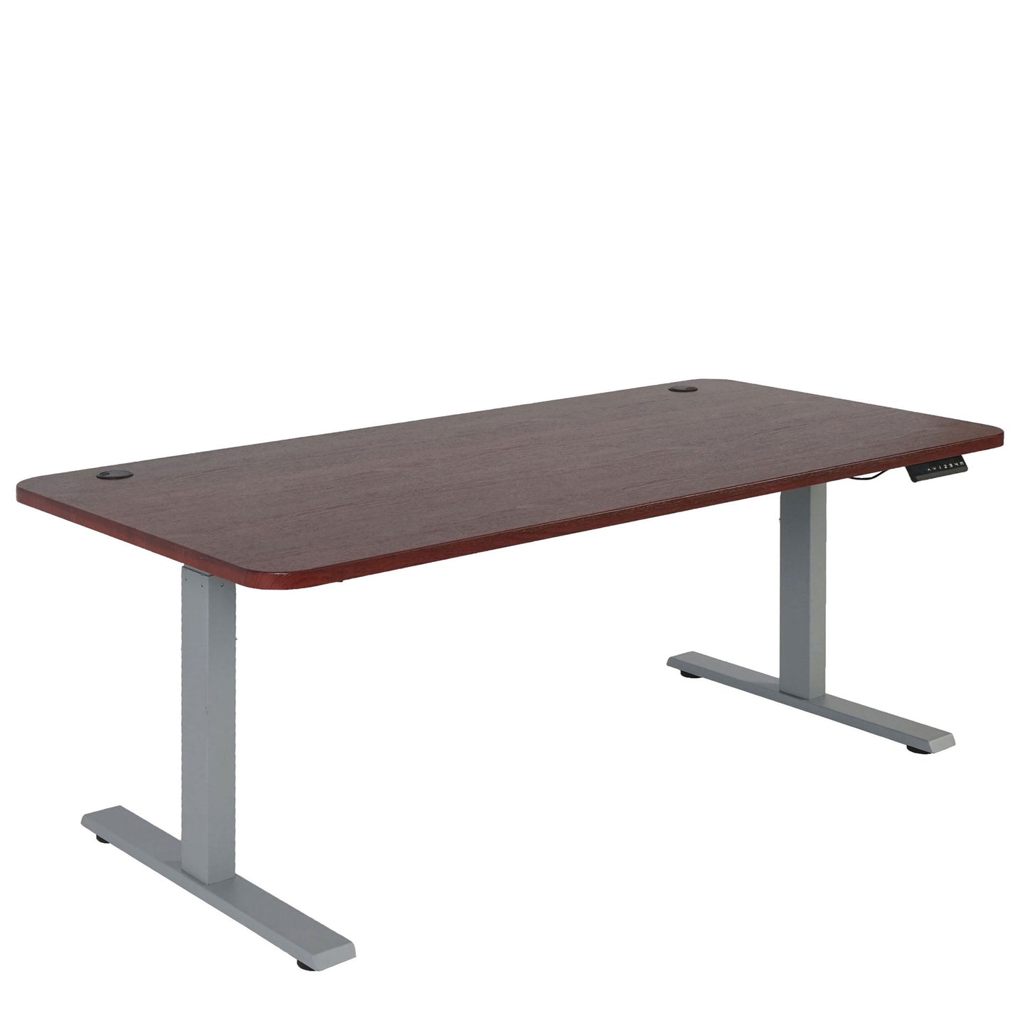 Bureau MCW-D40, computerbureau, elektrisch in hoogte verstelbaar 160x80cm 53kg MVG ~ kersen decor, grijs