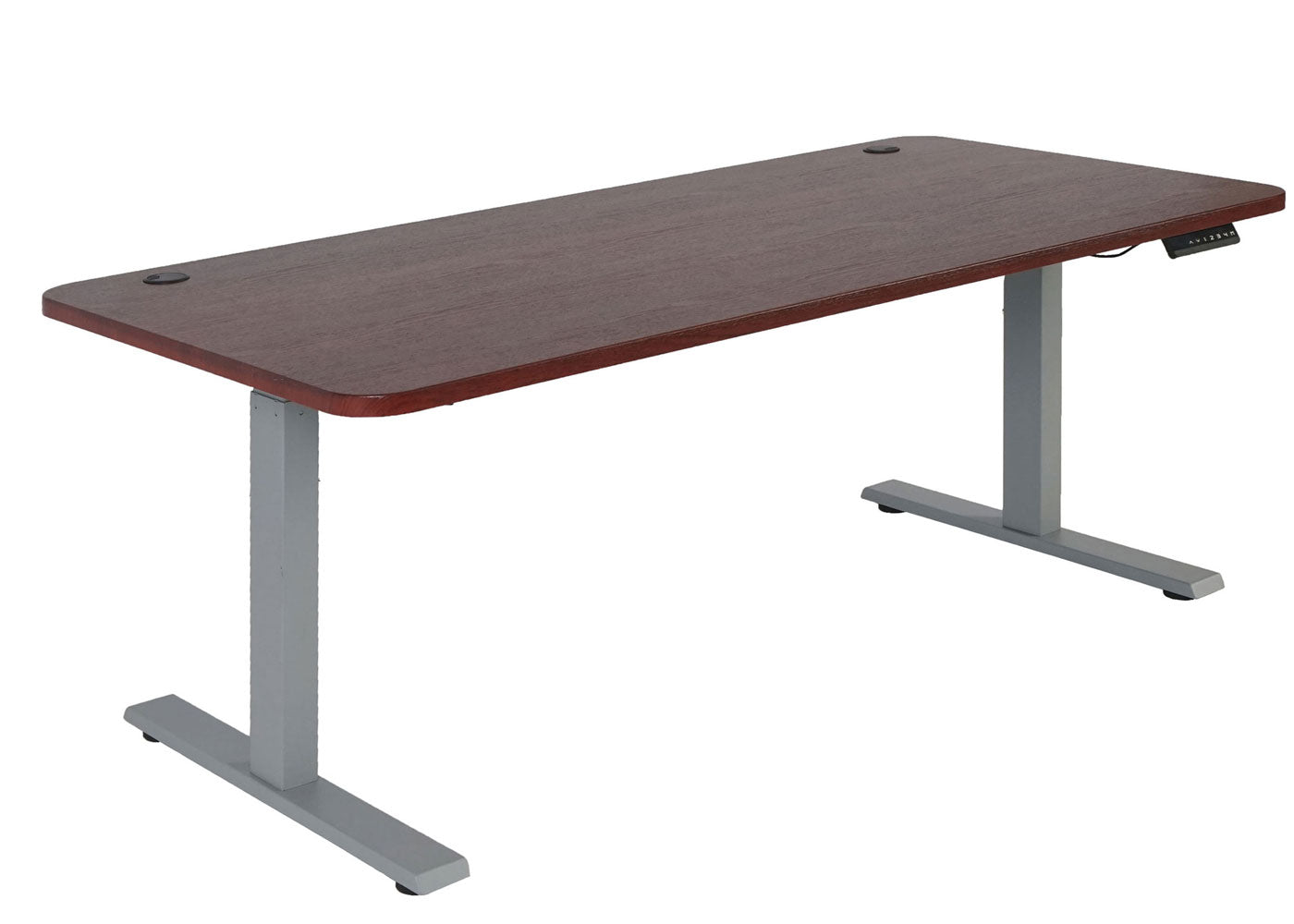 Bureau MCW-D40, computerbureau, elektrisch in hoogte verstelbaar 160x80cm 53kg MVG ~ kersen decor, grijs