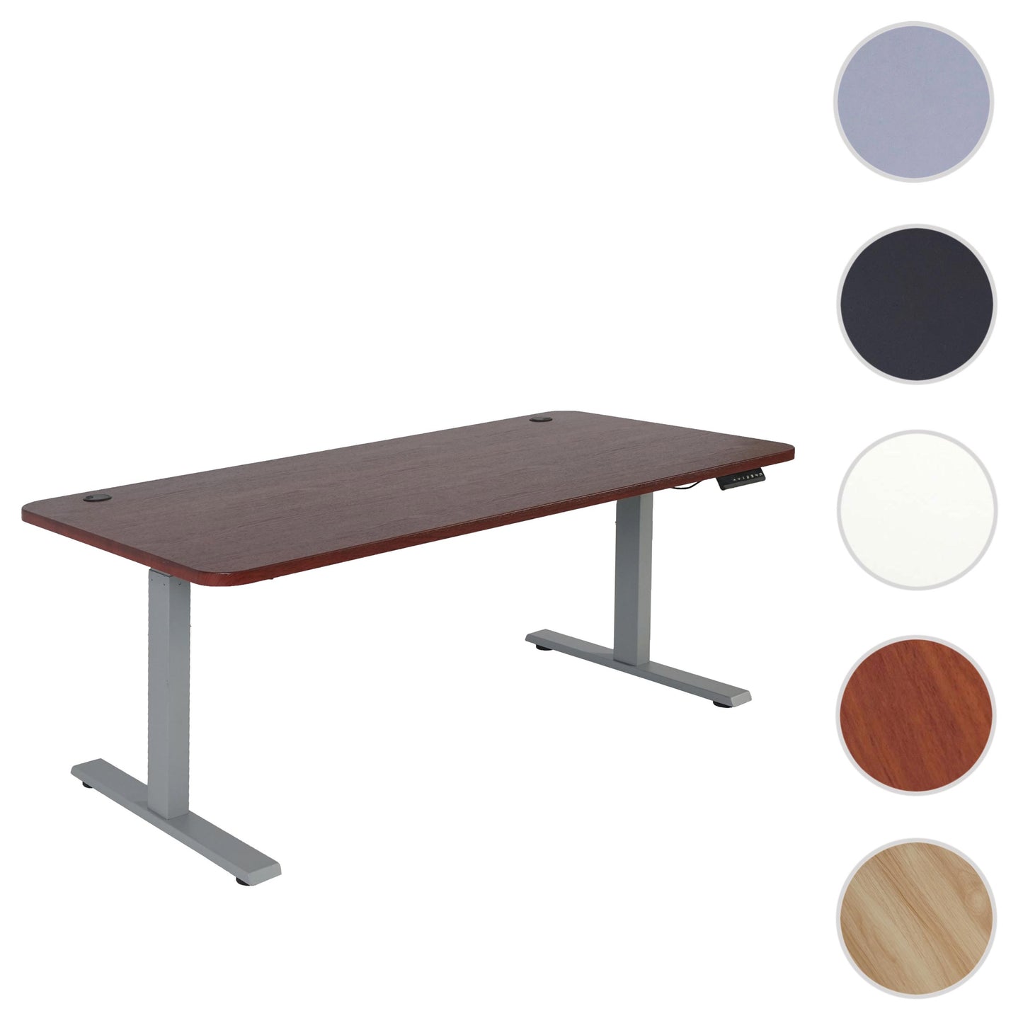 Bureau MCW-D40, computerbureau, elektrisch in hoogte verstelbaar 160x80cm 53kg MVG ~ kersen decor, grijs