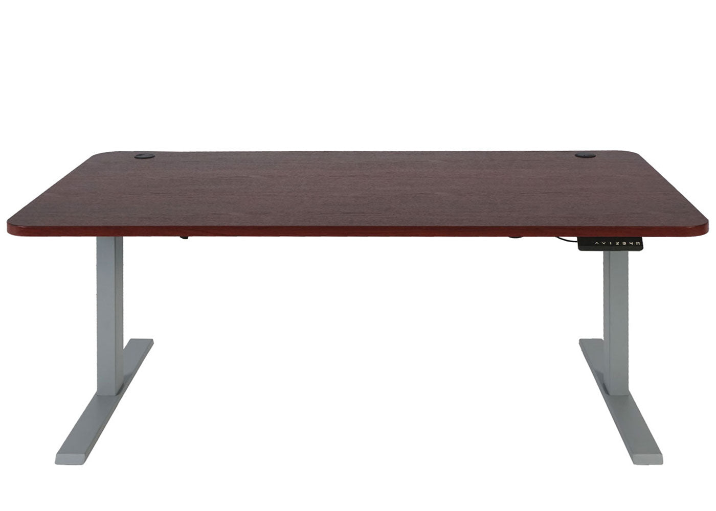 Bureau MCW-D40, computerbureau, elektrisch in hoogte verstelbaar 160x80cm 53kg MVG ~ kersen decor, grijs