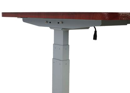 Bureau MCW-D40, computerbureau, elektrisch in hoogte verstelbaar 160x80cm 53kg MVG ~ kersen decor, grijs