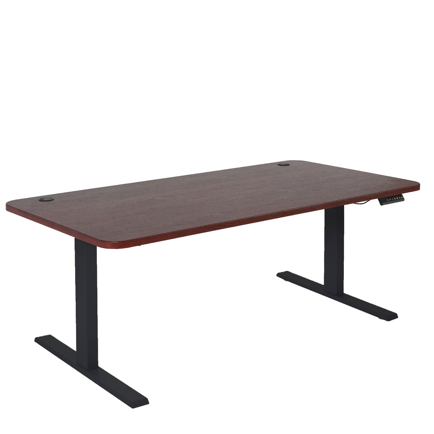 Bureau MCW-D40, computerbureau, elektrisch in hoogte verstelbaar 160x80cm 53kg MVG ~ kersen decor, zwart