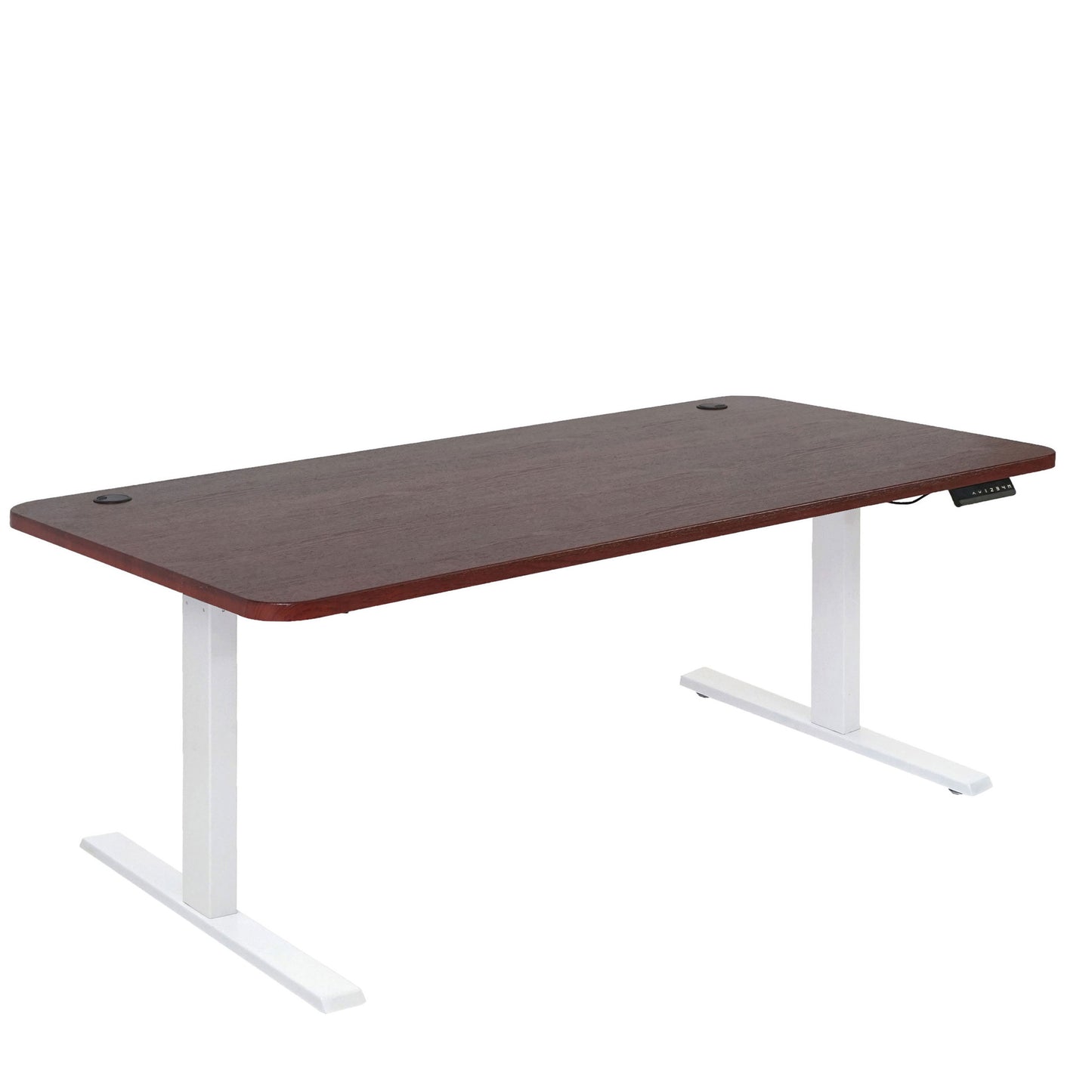 Bureau MCW-D40, computerbureau, elektrisch in hoogte verstelbaar 160x80cm 53kg MVG ~ kersen decor, wit