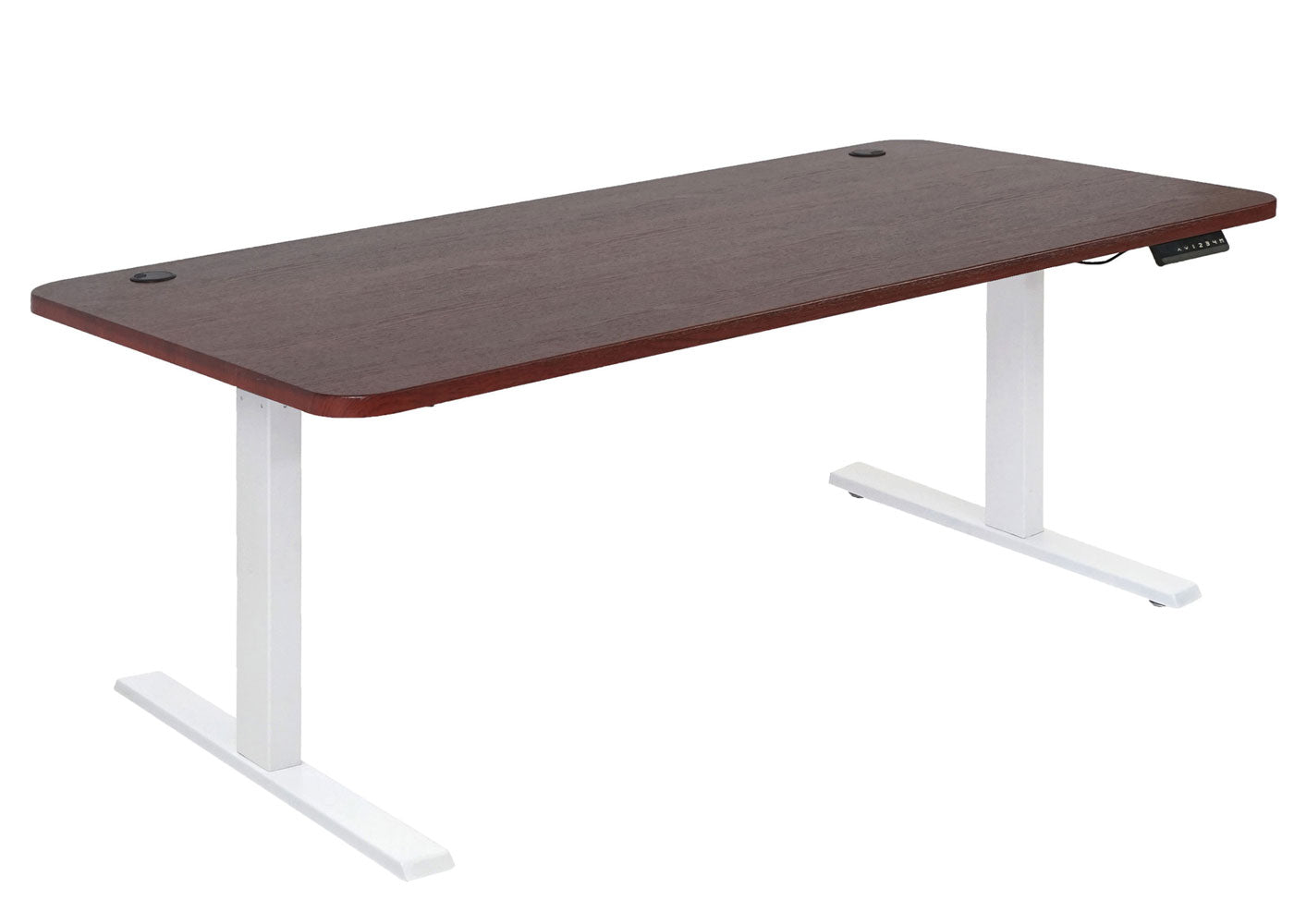 Bureau MCW-D40, computerbureau, elektrisch in hoogte verstelbaar 160x80cm 53kg MVG ~ kersen decor, wit