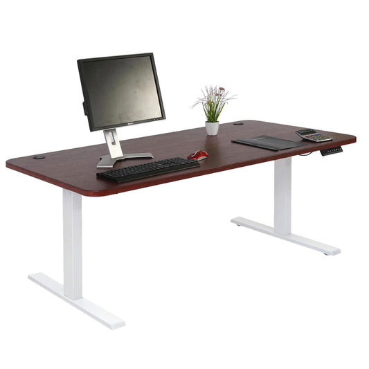 Bureau MCW-D40, computerbureau, elektrisch in hoogte verstelbaar 160x80cm 53kg MVG ~ kersen decor, wit