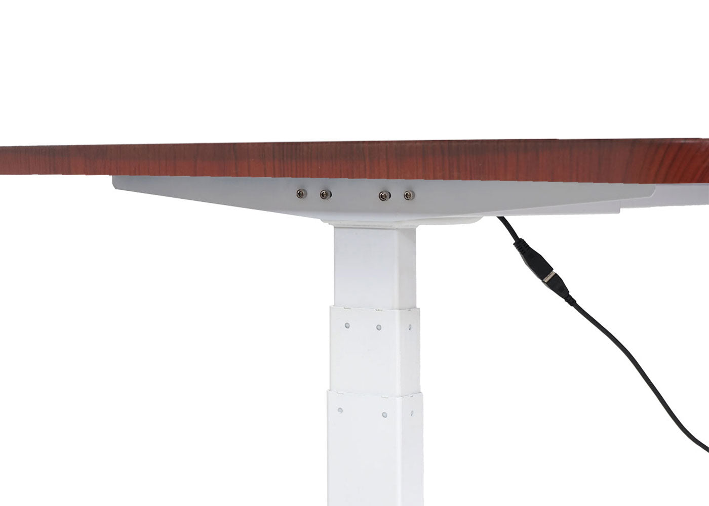 Bureau MCW-D40, computerbureau, elektrisch in hoogte verstelbaar 160x80cm 53kg MVG ~ kersen decor, wit