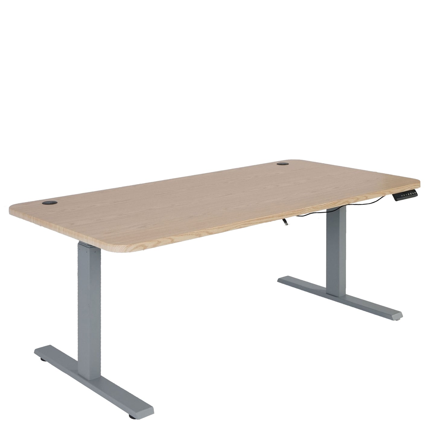 Bureau MCW-D40, computerbureau, elektrisch in hoogte verstelbaar 160x80cm 53kg MVG ~ lichtbruin, grijs