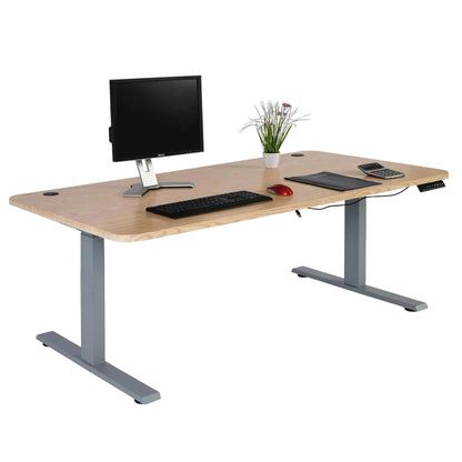 Bureau MCW-D40, computerbureau, elektrisch in hoogte verstelbaar 160x80cm 53kg MVG ~ lichtbruin, grijs