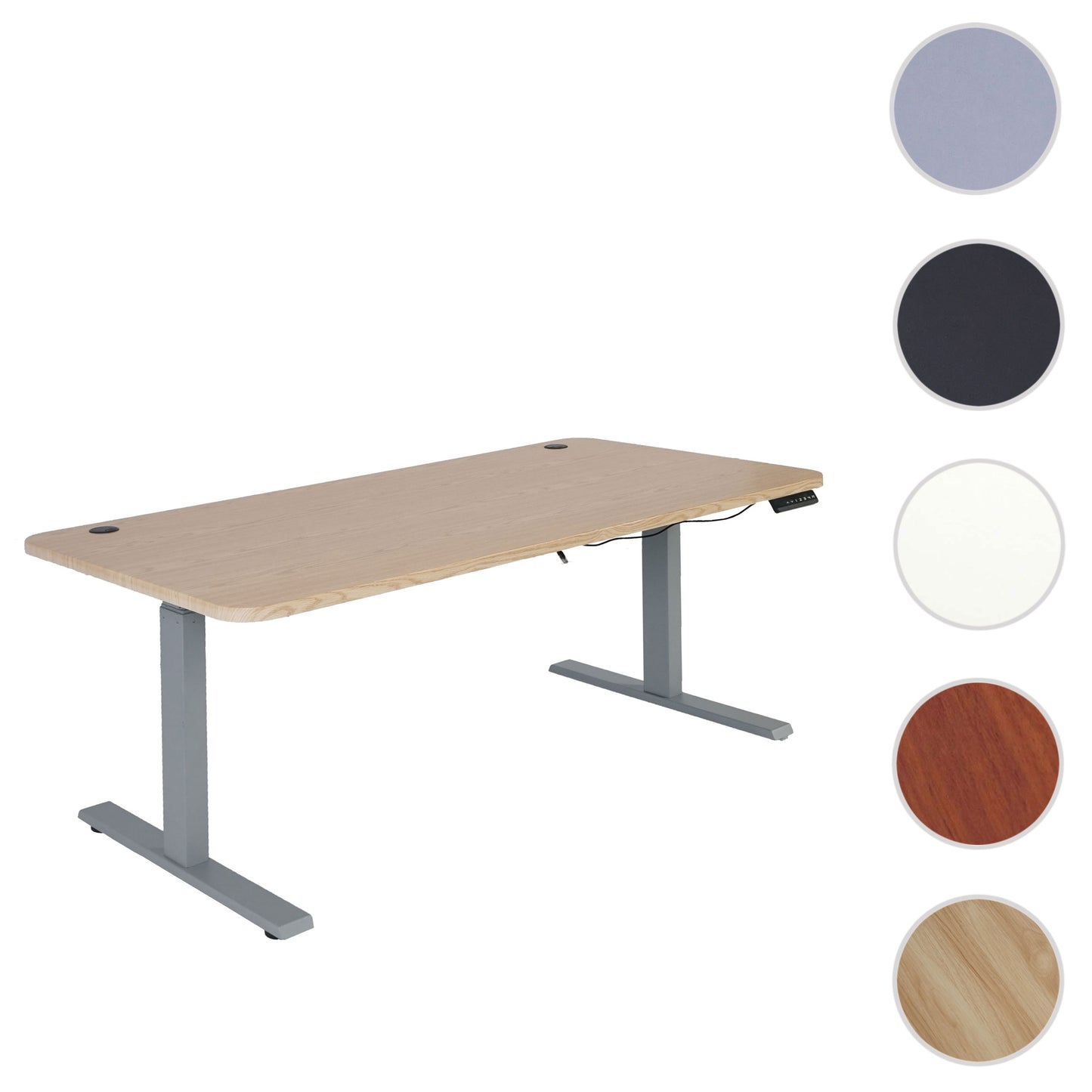 Bureau MCW-D40, computerbureau, elektrisch in hoogte verstelbaar 160x80cm 53kg MVG ~ lichtbruin, grijs