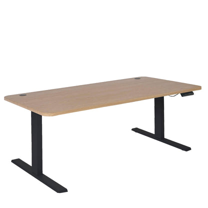 Bureau MCW-D40, computerbureau, elektrisch in hoogte verstelbaar 160x80cm 53kg MVG ~ lichtbruin, zwart