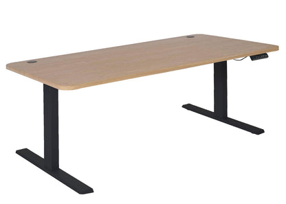 Bureau MCW-D40, computerbureau, elektrisch in hoogte verstelbaar 160x80cm 53kg MVG ~ lichtbruin, zwart