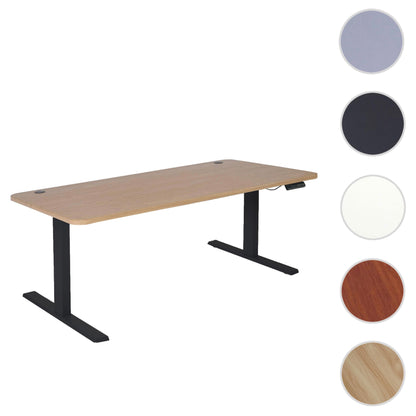 Bureau MCW-D40, computerbureau, elektrisch in hoogte verstelbaar 160x80cm 53kg MVG ~ lichtbruin, zwart