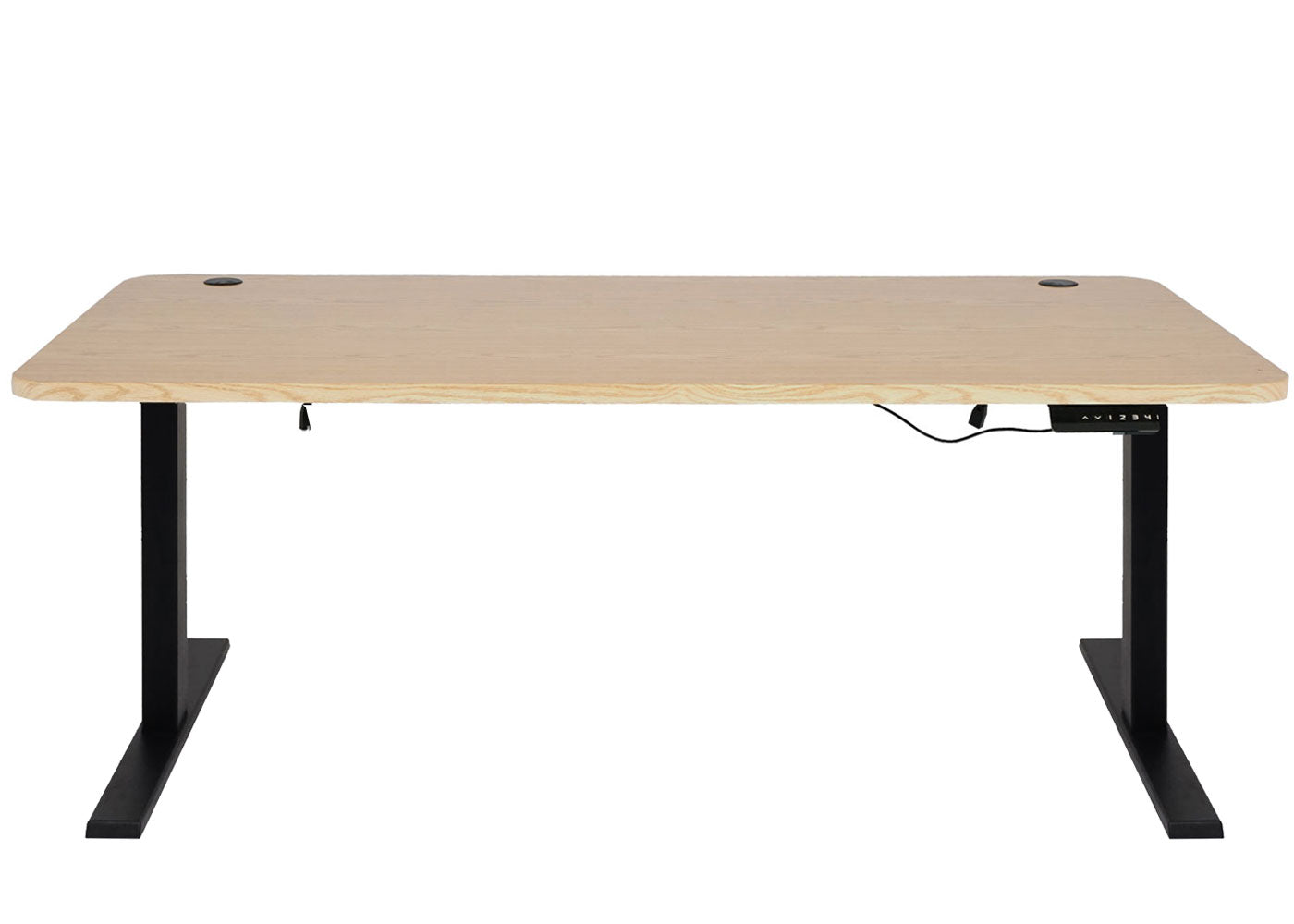 Bureau MCW-D40, computerbureau, elektrisch in hoogte verstelbaar 160x80cm 53kg MVG ~ lichtbruin, zwart