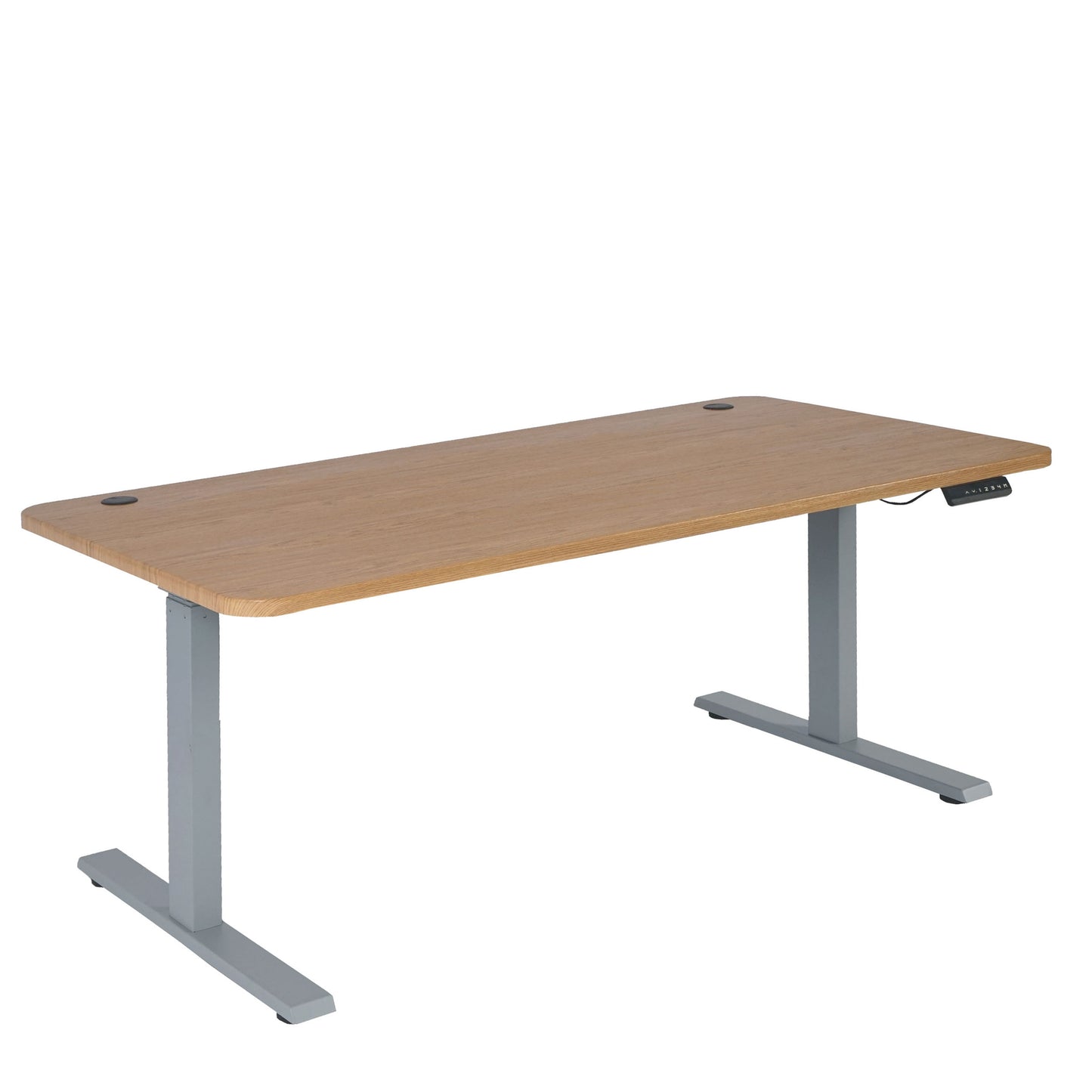 Bureau MCW-D40, computerbureau, elektrisch in hoogte verstelbaar 160x80cm 53kg MVG ~ bruine structuur, grijs