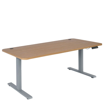 Bureau MCW-D40, computerbureau, elektrisch in hoogte verstelbaar 160x80cm 53kg MVG ~ bruine structuur, grijs