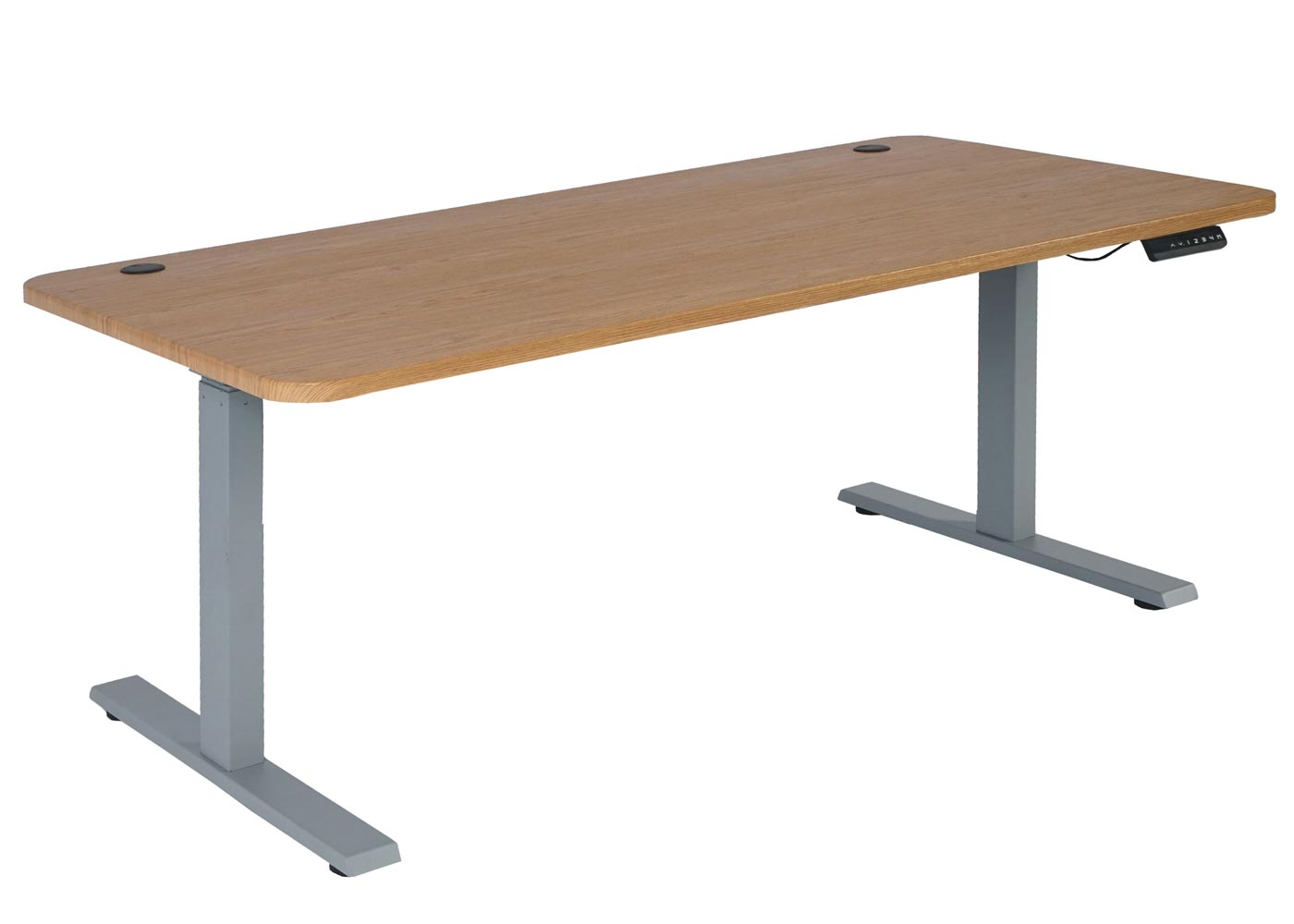 Bureau MCW-D40, computerbureau, elektrisch in hoogte verstelbaar 160x80cm 53kg MVG ~ bruine structuur, grijs