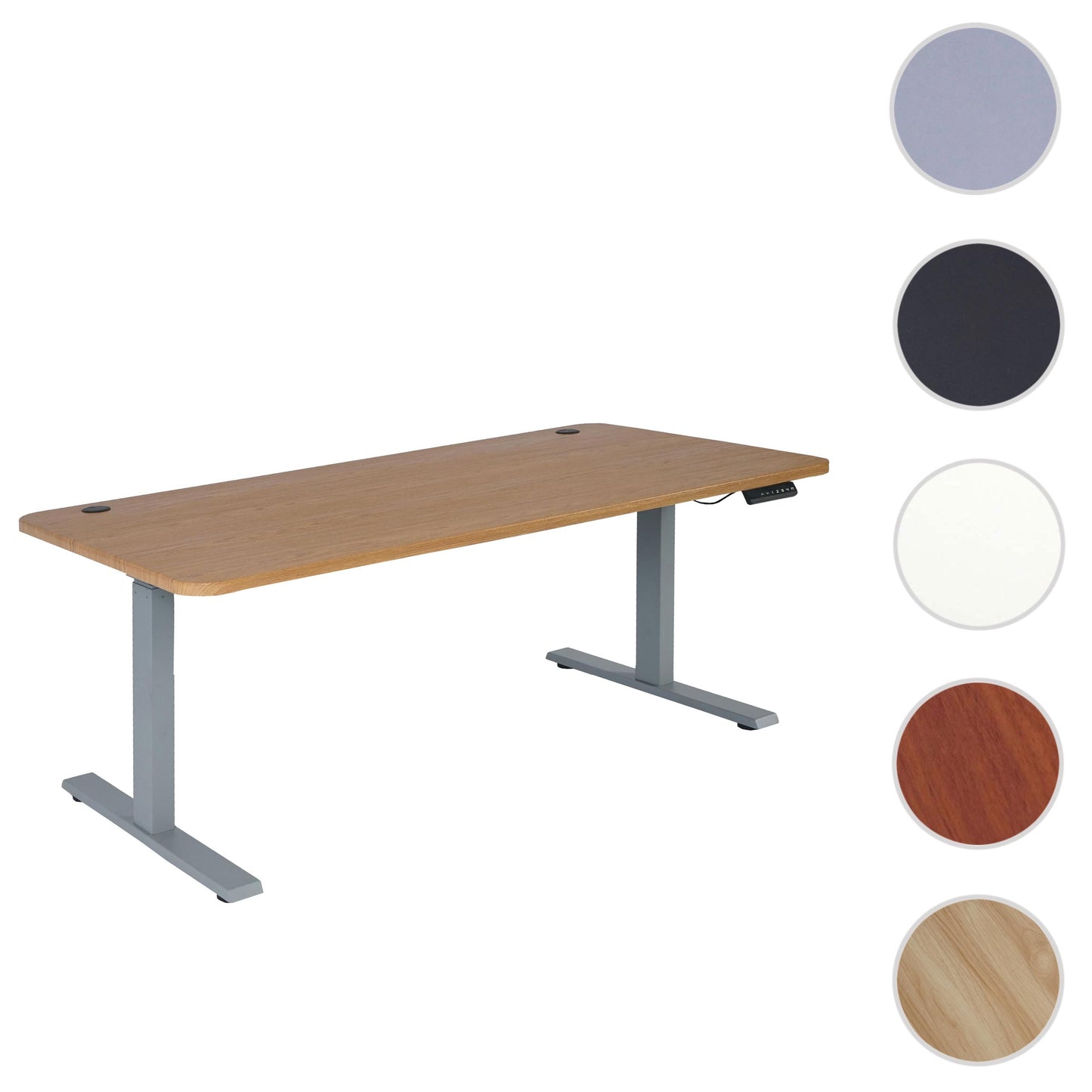 Bureau MCW-D40, computerbureau, elektrisch in hoogte verstelbaar 160x80cm 53kg MVG ~ bruine structuur, grijs