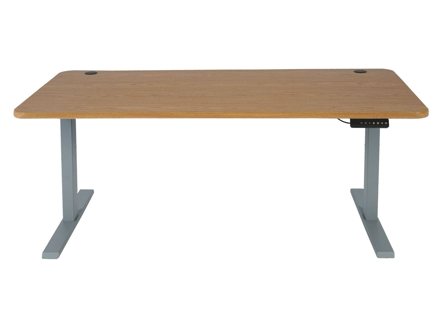 Bureau MCW-D40, computerbureau, elektrisch in hoogte verstelbaar 160x80cm 53kg MVG ~ bruine structuur, grijs