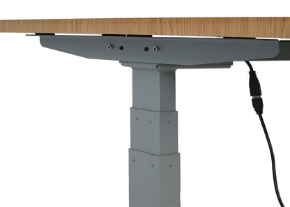 Bureau MCW-D40, computerbureau, elektrisch in hoogte verstelbaar 160x80cm 53kg MVG ~ bruine structuur, grijs