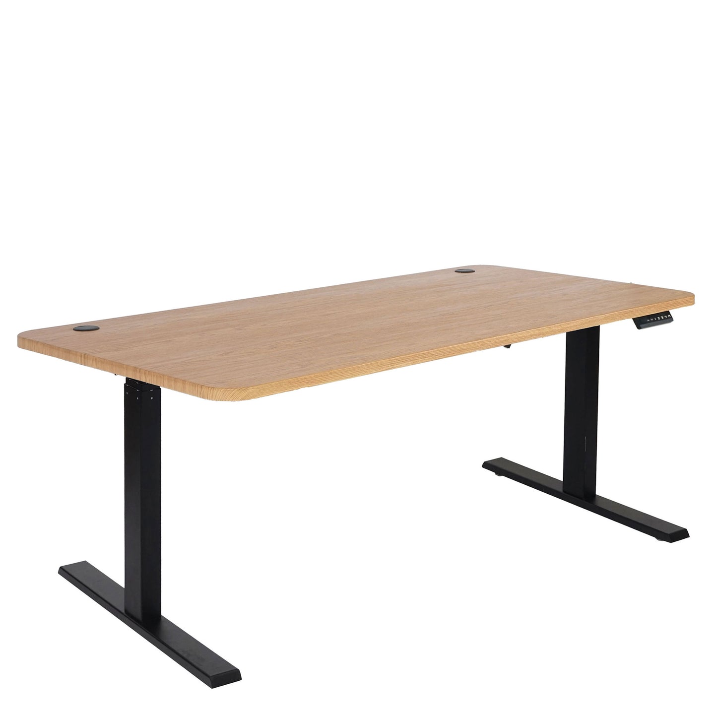 Bureau MCW-D40, computerbureau, elektrisch in hoogte verstelbaar 160x80cm 53kg MVG ~ bruine structuur, zwart