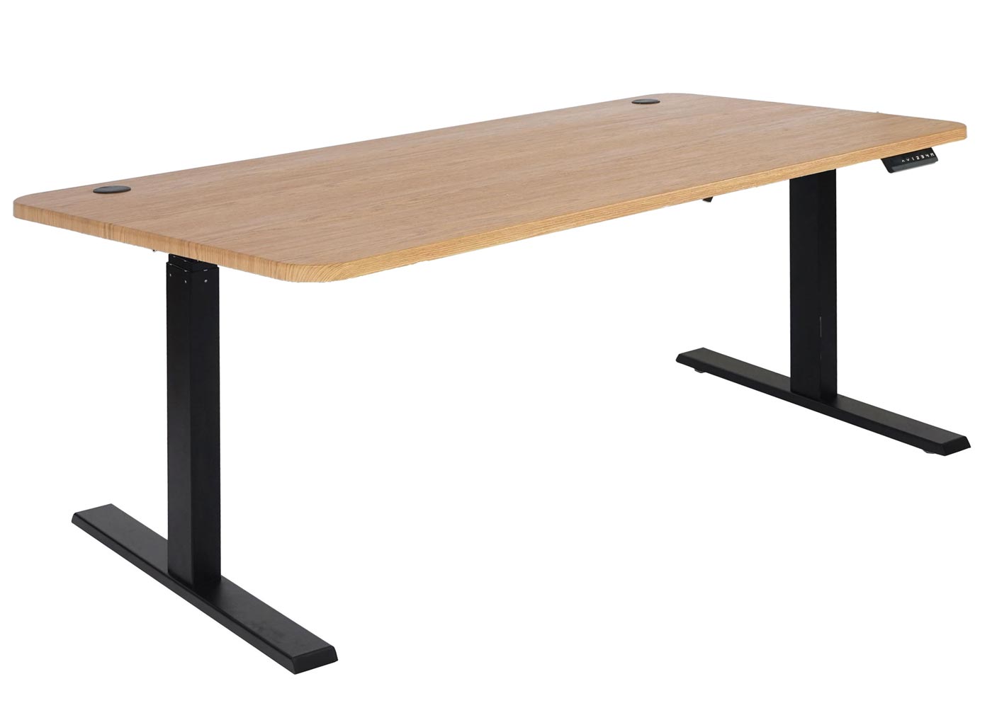 Bureau MCW-D40, computerbureau, elektrisch in hoogte verstelbaar 160x80cm 53kg MVG ~ bruine structuur, zwart