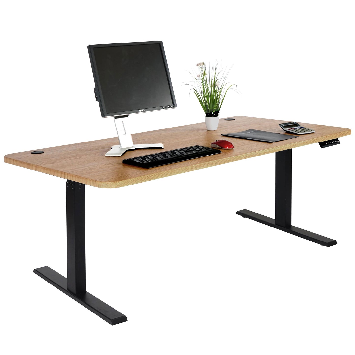 Bureau MCW-D40, computerbureau, elektrisch in hoogte verstelbaar 160x80cm 53kg MVG ~ bruine structuur, zwart