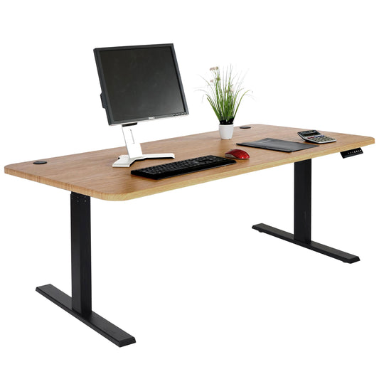 Bureau MCW-D40, computerbureau, elektrisch in hoogte verstelbaar 160x80cm 53kg MVG ~ bruine structuur, zwart
