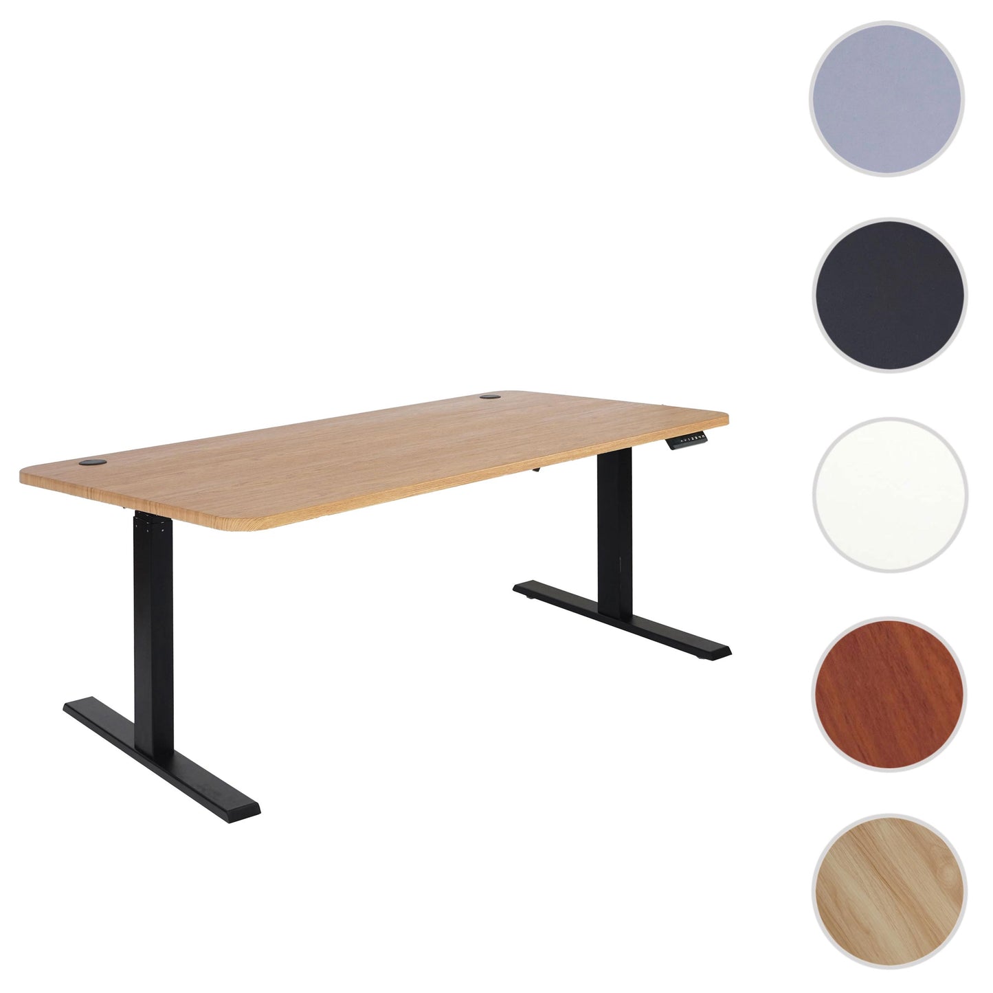 Bureau MCW-D40, computerbureau, elektrisch in hoogte verstelbaar 160x80cm 53kg MVG ~ bruine structuur, zwart