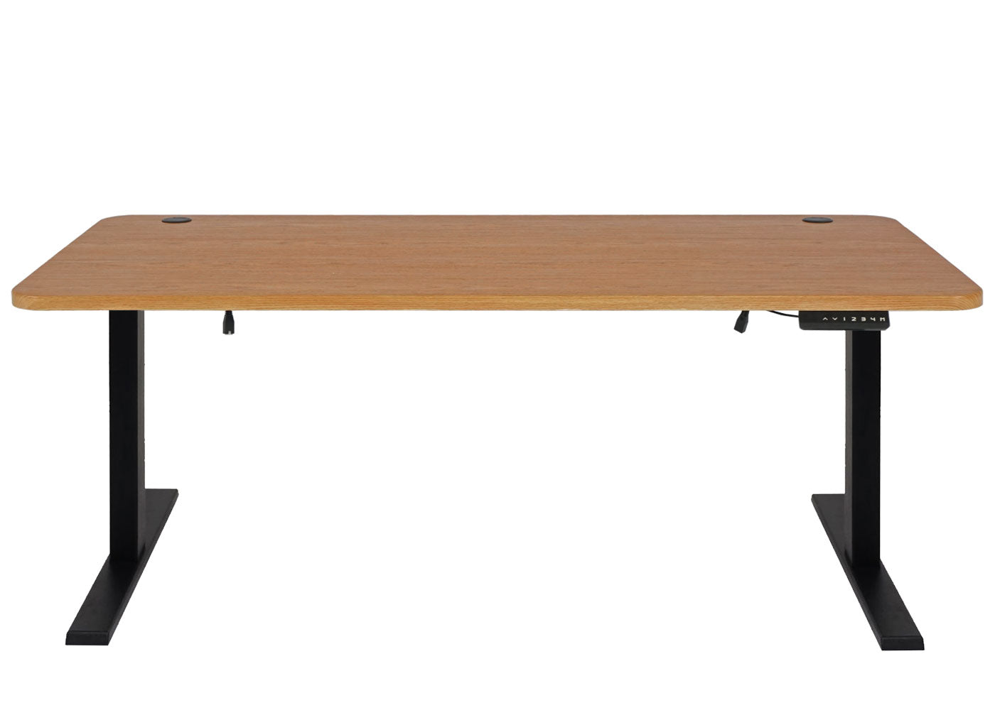 Bureau MCW-D40, computerbureau, elektrisch in hoogte verstelbaar 160x80cm 53kg MVG ~ bruine structuur, zwart