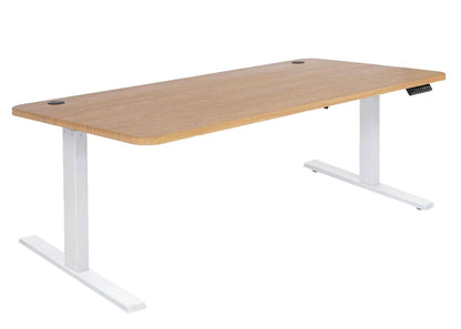 Bureau MCW-D40, computerbureau, elektrisch in hoogte verstelbaar 160x80cm 53kg MVG ~ bruine structuur, wit