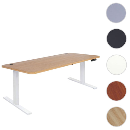 Bureau MCW-D40, computerbureau, elektrisch in hoogte verstelbaar 160x80cm 53kg MVG ~ bruine structuur, wit