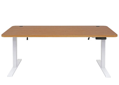 Bureau MCW-D40, computerbureau, elektrisch in hoogte verstelbaar 160x80cm 53kg MVG ~ bruine structuur, wit