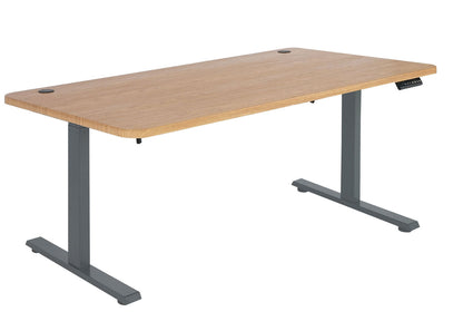 Bureau MCW-D40, computerbureau, elektrisch in hoogte verstelbaar 160x80cm 53kg MVG ~ bruine structuur, antracietgrijs